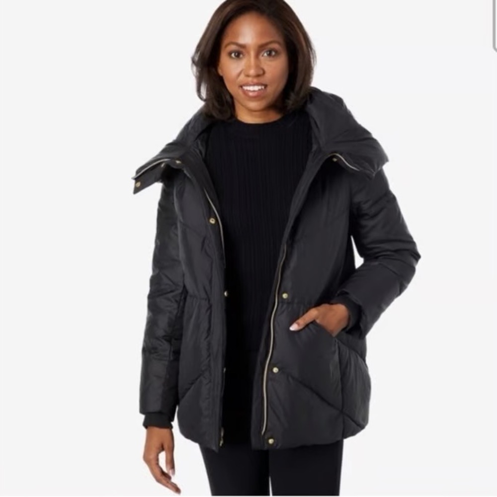 Cole Haan Essential Down Cocoon Jacket Black Puffer Coat Size Large